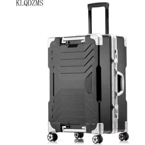 KLQDZMS 20/24/28inch high quality ABS＋PC luggage travel suitcase aluminum frame luxury rolling luggage spinner trolley bag wheel