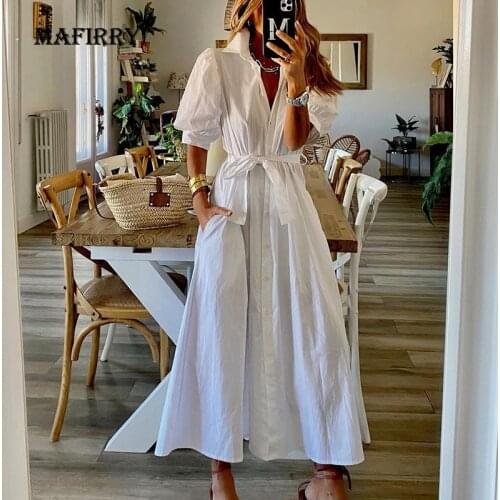Women Turn Down Collar Printing High Waist Dress Summer Short Lantern Sleeve Casual Streetwear Dress Lady Loose Hollow Out Dress