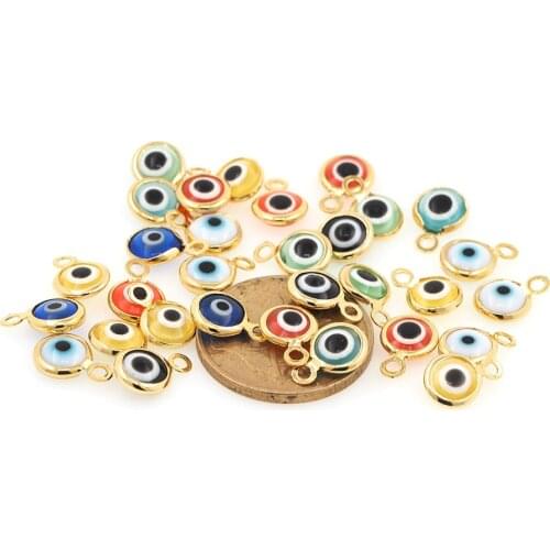 10PCS Enamel Evil Eye Pendant Brass Eye Jewelry DIY Jewelry Bracelet Earrings Making Accessories