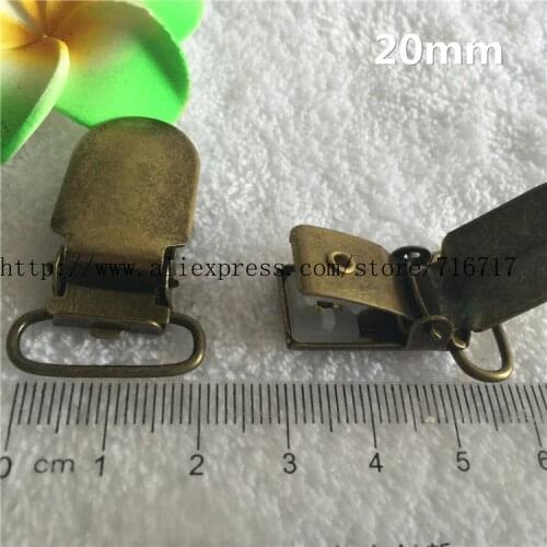 10pcs 20mm Antique Bronze Brass Metal New Suspender Paci Pacifier Ribbon Clips Hook Holder garment Craft Square Plastic insert