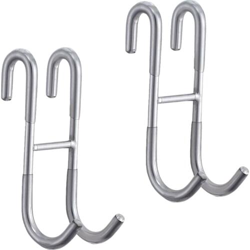 68UE 2 Pcs Hooks Stainless Steel Punch-Free for Towel Bathrobes Bathroom Glass Shower Door Bedroom Indoor Home Supplies