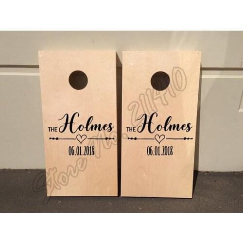 2 pcs Custom Wedding Corn Hole Decals Wedding Stickers Corn hole Game Decal Wall Stickers Poster Personalized Wall Decal B296