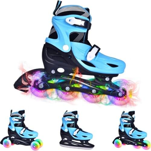 2020 4 in 1 Adjustable Inline Skates Kids Flashing Roller Skates Four Roller Skates Outdoor Children Skates