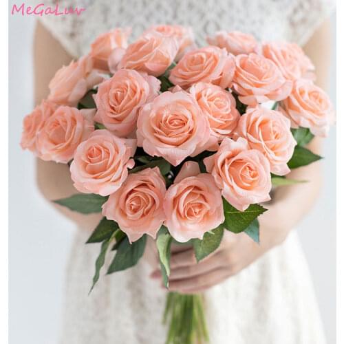 5Pcs/lot 50cm Long Branch Flowers Bouquet Silk Roses Artificial Flowers for Wedding Valentines Day Home Decors Ballon Decor