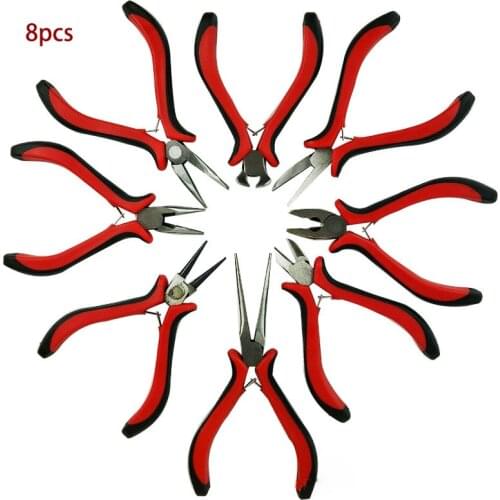 8pcs Mini Pliers Diagnoal Pliers Cutter DIY Tool Insulated Plier Cutting Clamping Stripping