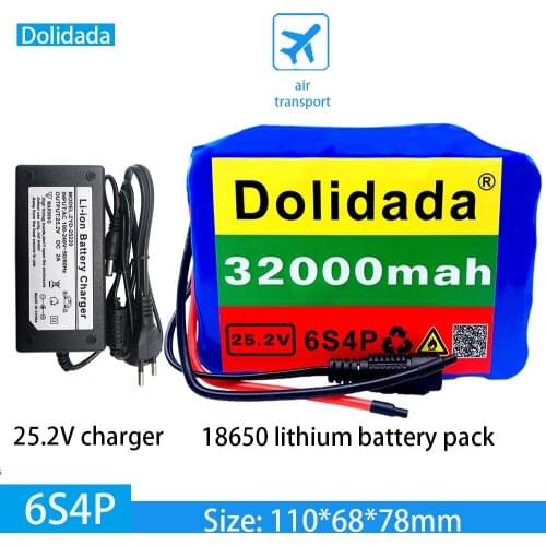 6s4p 24V 32Ah 18650 Battery Lithium Battery 25.2v 32000mAh Electric Bicycle Moped /Electric/Li ion Battery Pack with charger