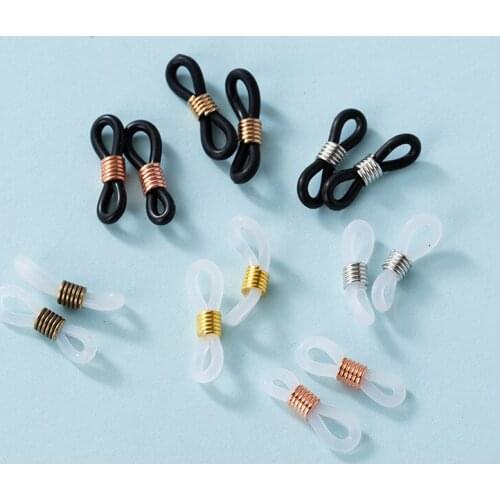 30pcs/lot DIY jewelry accessories iron ring silicone clip eyeglasses chain buckle non-slip let off jewelry accessories wholesale