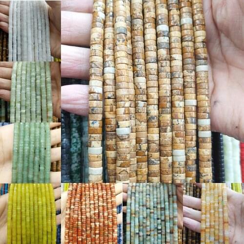 3x6mm Natural Semi-precious Stone Loose Beads Strand Flat Round Shape DIY Beads for Making Necklace Bracelets 35 Colors