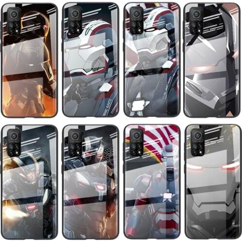 Tempered Glass Luxury Cover Marvel Avengers War Machine For Xiaomi POCO F3 F2 X3 NFC X2 M2 Pro Shockproof Shell Phone Case