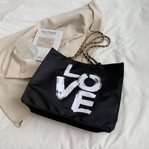 Letter Designer Nylon Women Casual Large Capacity Big Handbag Shopper Shoulder Shopping Bags Waterproof Chain 2021 Summer