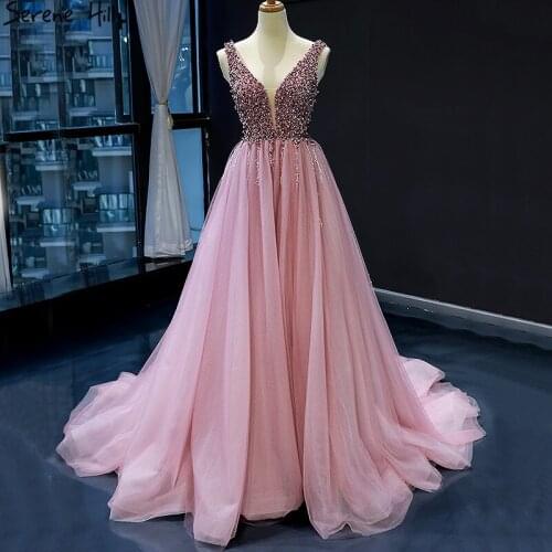 Dubai Design Red Bean Sexy Prom Dresses 2020 Sequined Crystal Sleeveless Sparkle Prom Gowns Real Photo 66713