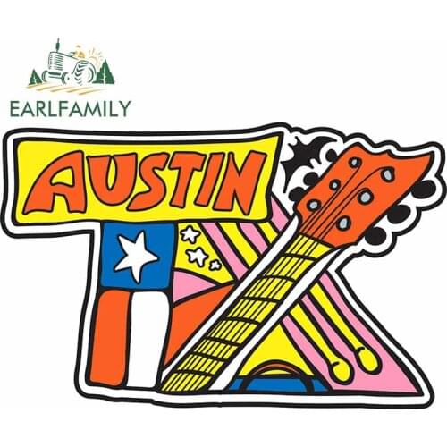 EARLFAMILY 13cm x 8.6cm for Austin American Guitar Decoration Refrigerator Decal Windshield VAN Car Stickers Anime Car Styling