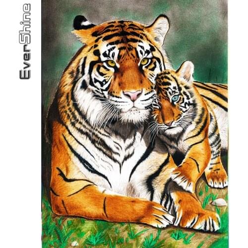 Evershine Diamond Painting Tiger Cross Stitch Kit Diamond Embroidery Animal Picture Rhinestones Sale Mosaic Art Needlework