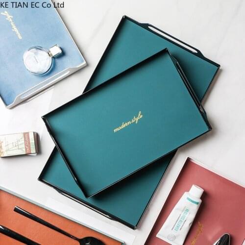 European Wrought Iron Leather Storage Tray Fruit Food Tea Cup Family Storage Box Jewelry Necklace Display Tray Home Decoration