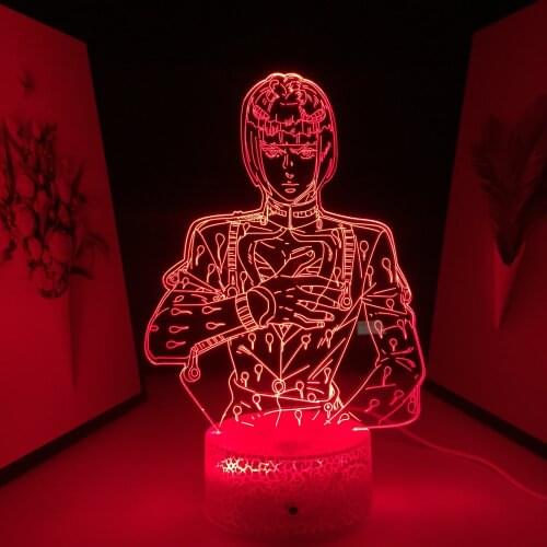 JoJos Bizarre Adventure Anime Figure Bruno Bucciarati LED Night Light for Birthday Gift Light Bedroom Decor Manga 3D Table Lamp