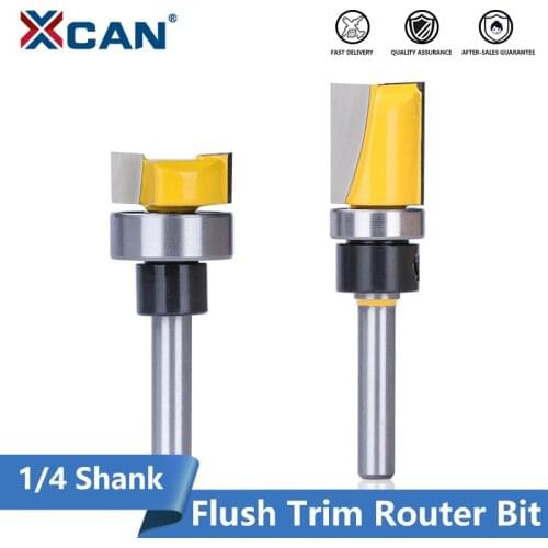 XCAN 1/4 Shank Flush Trim Bearing 3/4"-5/8" Blade Template Router Bit Straight Slot Pattern Bit Carbide End Mill Wood Router Bit