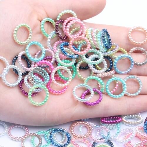 Imitation Pearl Art Resin Rhinestones Circle Rainbow 14mm 60pcs Flatback DIY Crafts Jewelry Making Wedding Decoration