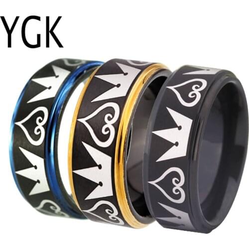 Ring Men Engagement Ring For Women Fashion Kingdom Hearts & Crowns Tungsten Wedding Band Ring Lovers Gift YGK JEWELRY