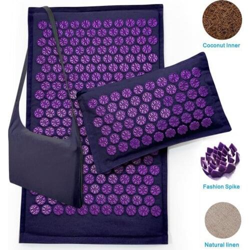 Acupressure Mat Yoga Mat Fitness Massage Pillow Cusion With Bag Body Neck Pain Relief Coconut Acupuncture Mats