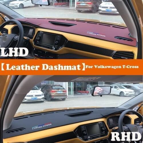 Leather Dashmat Accessories Car-Styling Dashboard Covers Pad Dash Mat Sunshade For Volkswagen Vw T-Cross Tcross 2018 2019-2021