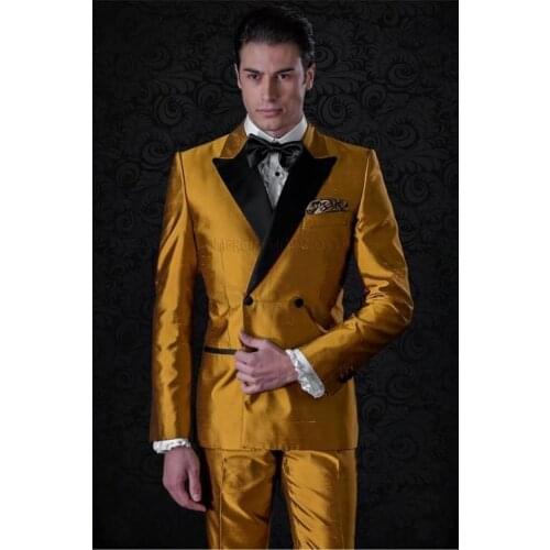 Handsome Groomsmen Double-Breasted Groom Tuxedos Wedding Dress Men Suits Blazer Prom Dinner (Jacket+Pants+Tie) K215