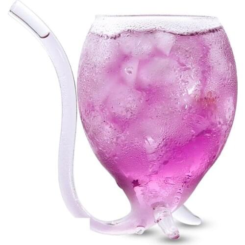 Creative Devil Cocktail Glass Cup with Straw 300ml Wine Glasses Beer Glass Whiskey Glass Juice Mug Crystal Shot Glass
