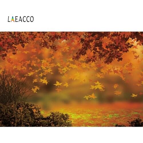 Laeacco Autumn Landscape Backdrops Forest Maple Leaves Grass Fairy Tale Photography Backgrounds Baby Newborn Portrait Photophone