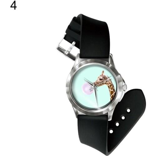 HOT SALES！！！Fashion Women Elk Deer Flamingo Giraffe Printed Dial Analog Quartz Wrist Watch
