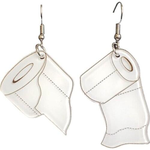 Fashion personality toilet roll paper earring roll paper ear hook toilet paper earring roll paper earring