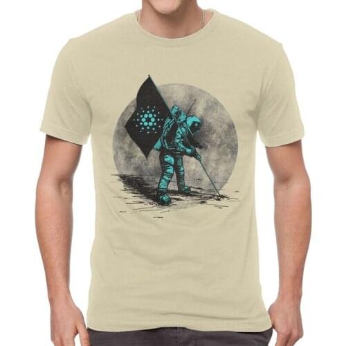 Cardano Moon Tshirt Men Streetwear Tee Tops Cotton T Shirt Short Sleeve Bitcoin Crypto Coin Cryptocurrency Trader T-shirt Gift