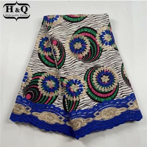 H&Q latest style 6 yards/lot african batik lace wax fabric embroidery nigerian lace 100% cotton wax fabric for party dress H0712