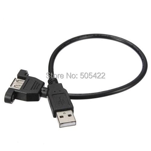 200pcs/lot new USB 2.0 A male to female socket panel mount with Screw Holes cable cord 30cm wholesale