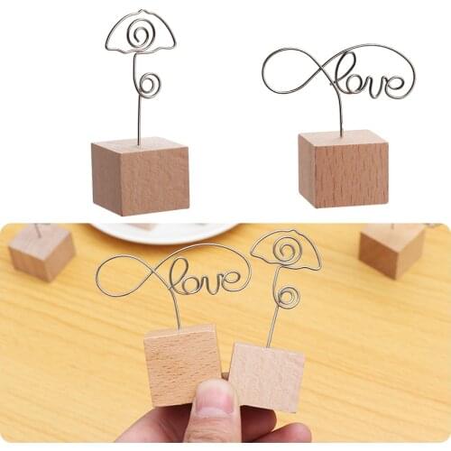 New Round Wooden Photo Clip Memo Name Card Pendant Holder Message Left Supporter Picture Frame Table Number Wedding Photo Holder