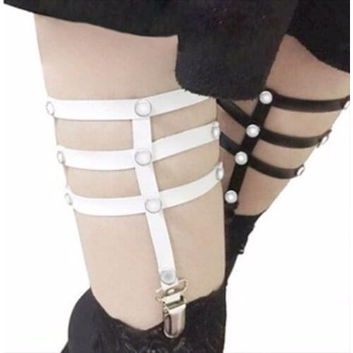 Girls Harajuku Punk Gothic Garter Bet Cosplay Sexy Suspender Belt Women Elastic Rivets Thigh Leg Ring