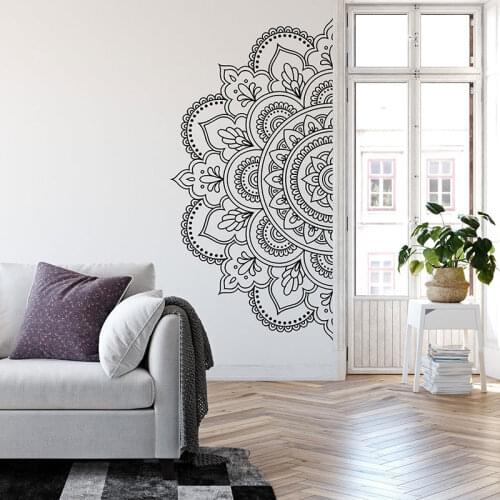 Half Mandala Art Wall Sticker Vinyl Home Decor Living Room Sofa Background Design Bedroom Headboard Decal Removable Mural A877