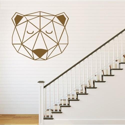 POOMOO DIY Wall Stickers Wall Decals, Geometric Bear Head Wall Sticker Type PVC Wall Stickers M49*42cm/L66*56cm