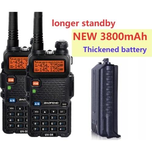 2pcs cb radios de communication walkie talkie 10 km Baofeng UV 5R with 3800mah battery network radio dualband hf transceiver