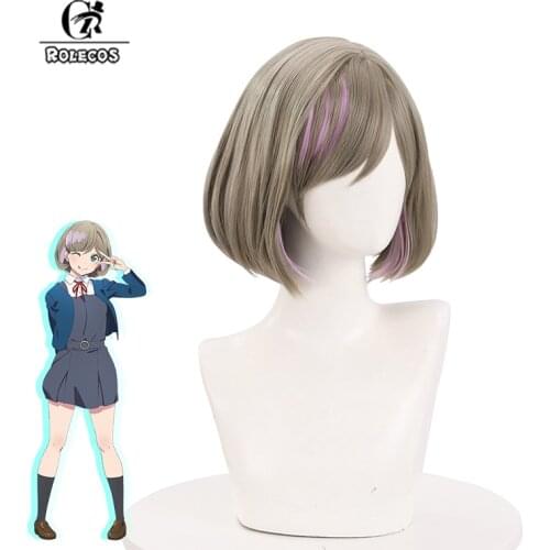 ROLECOS Anime Love Live!Super Star!! Keke Tang Cosplay Wig Short Bob Wig Heat Resistant Synthetic Hair