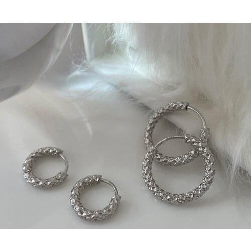 925 Sterling Silver Irregular Texture Hoop Earrings for Women French Creative Gold Silver Earrings Jewelry Wholesale