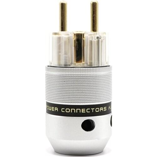 Piece hifi aluminum shell gold Plated SCHUKO, EU Schuko Power Plug Connector, DIY Audio EU Version Power Plug