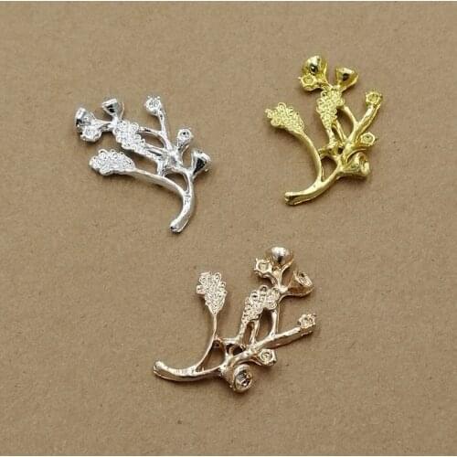 SEA MEW 20 PCS 26*37mm Fashion Metal Alloy Gold/KC Gold/Silver color Branches Connectors Jewelry Findings For Jewelry Making