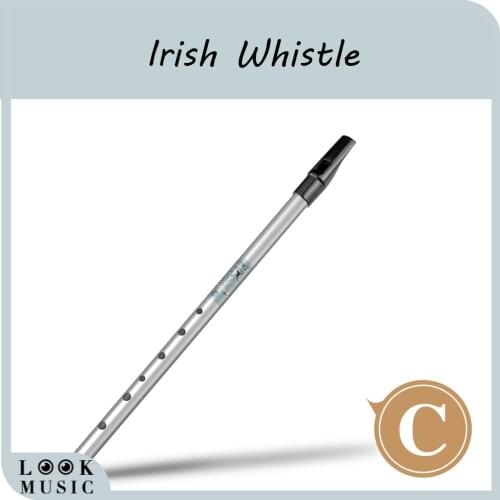 Traditional Irish Tin Whistle in the Key of C Aluminum Alloy For Beginner Use (Silver)