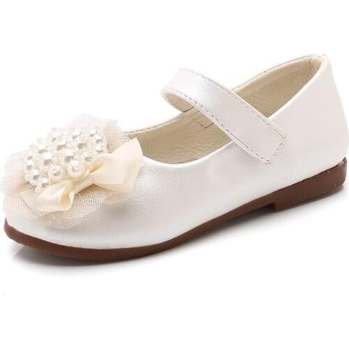 Girls Flats Children Princess Shoes for Wedding Party Kids Beaded with Lace Floral Shoes for Big Girl Performance Dress Shoes
