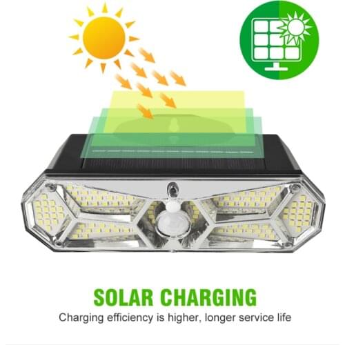 148/158/168 LED Solar Light Outdoor Human Sensor Wall Lamp Waterproof Induction Wall Light For Home Garden Street Lighting