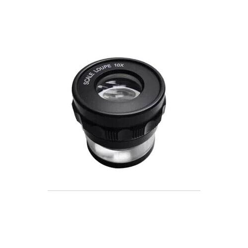 10X Pocket Cylinder Magnifying Glass with Scale Metal Body Optical Glass Lens Loupe Portable Printing Measuring Magnifier
