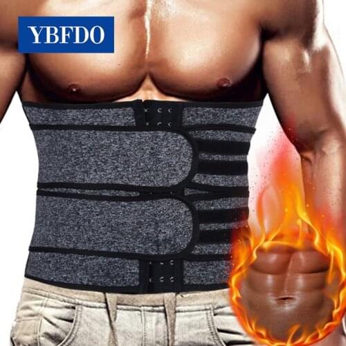 YBFDO Men Sauna Sweat Trimmer Modeling Straps Compression Girdle Weight Loss Waist Trainer Slimming Body Shaper Fitness Belt