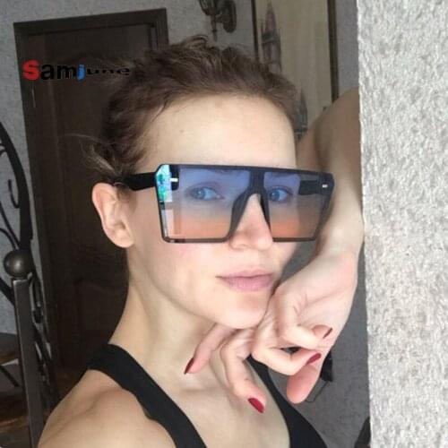 Samjune Gradient Luxury Oversized Sunglasses Women 2019 Brand Designer Vintage Earwear Glasses Travel Men Sunglasses UV400
