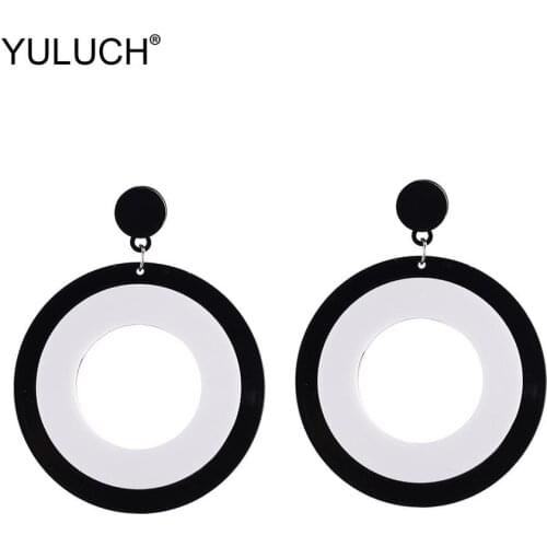 YULUCH African Indian Boho Big Statement Earrings For Women 2019 Fashion Round Plastic Stud Earrings For Wedding Party Gifts