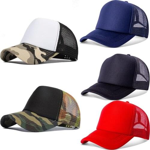 1 PCS Unisex Cap Casual Plain Mesh Baseball Cap Adjustable Snapback Hats For Women Men Hip Hop Trucker Cap Streetwear Dad Hat