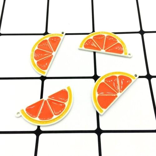 10 pcs Orange Enamel Charms Earring Making Print Orange Drop Oil Fruit Pendant Floating Fashion Jewelry DIY Accessories YZ168